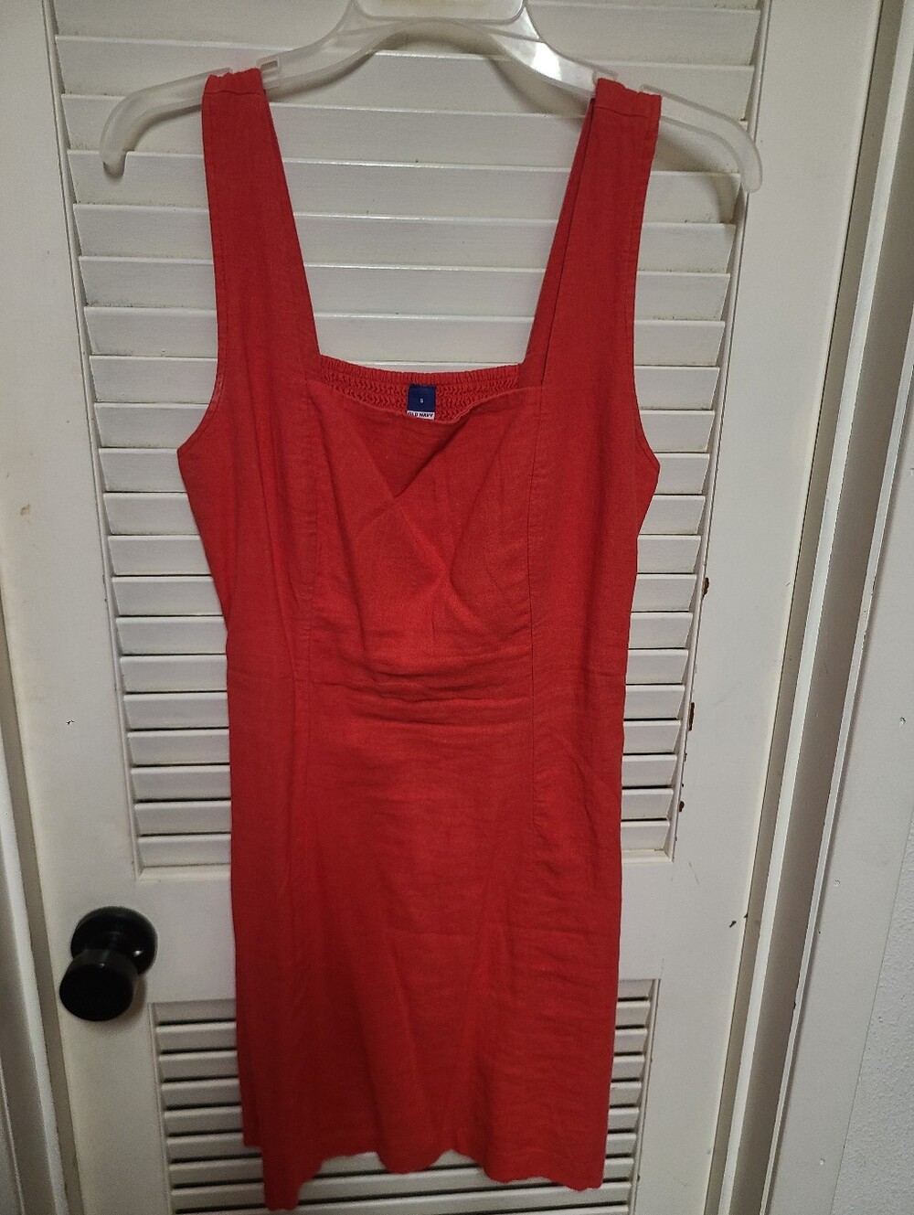 Old Navy Red Smocked Mini Linen Dress
